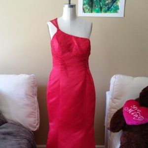 Elegant One-Shoulder Pink Prom Dress